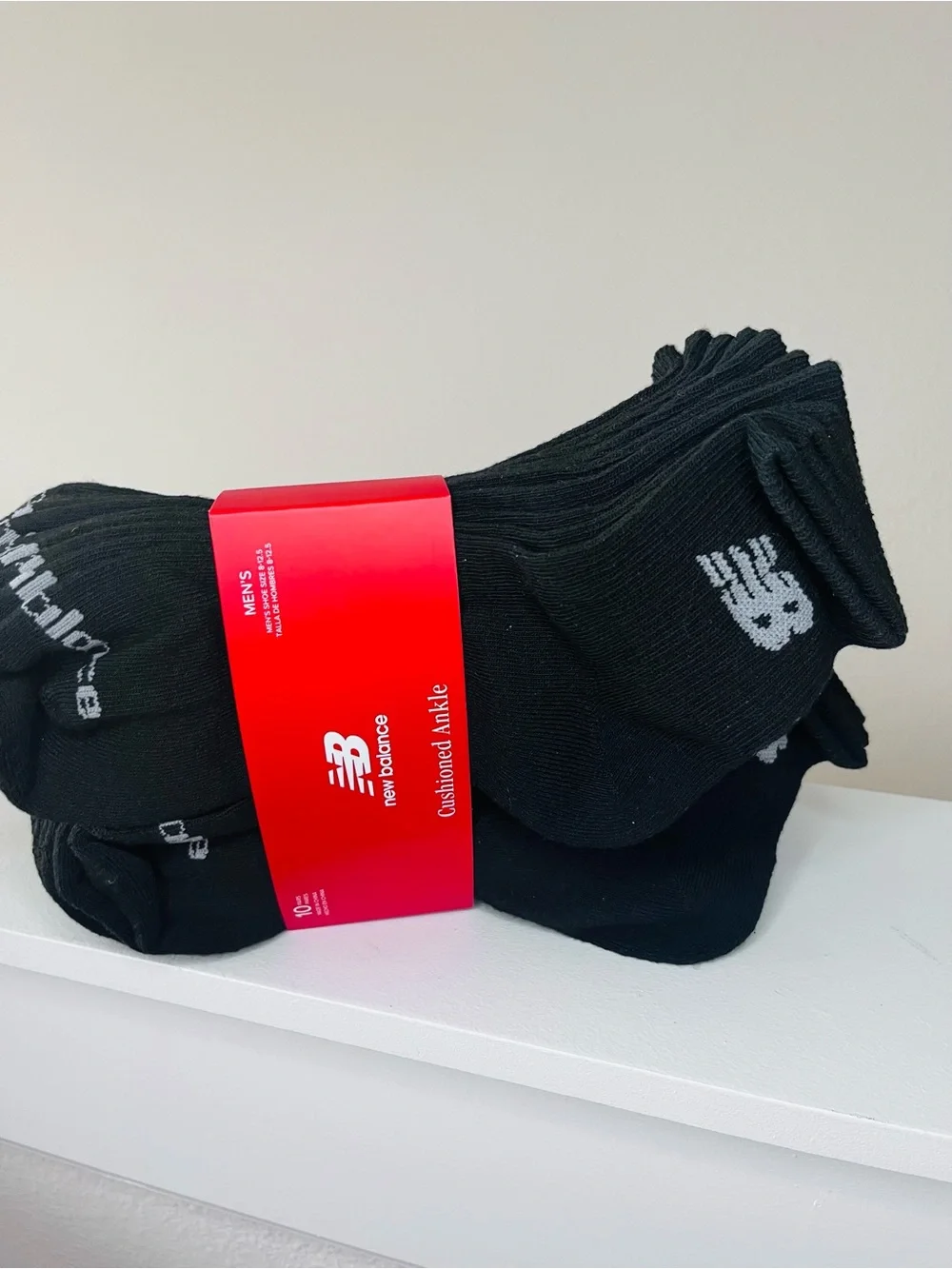 NBA Black Cushioned Ankle Socks with Logo - Pack 10 pair 8-12.5 size